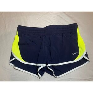 Nike Dri-FIT Running Shorts XS‎ Navy Blue White Neon Yellow Athletic Gym